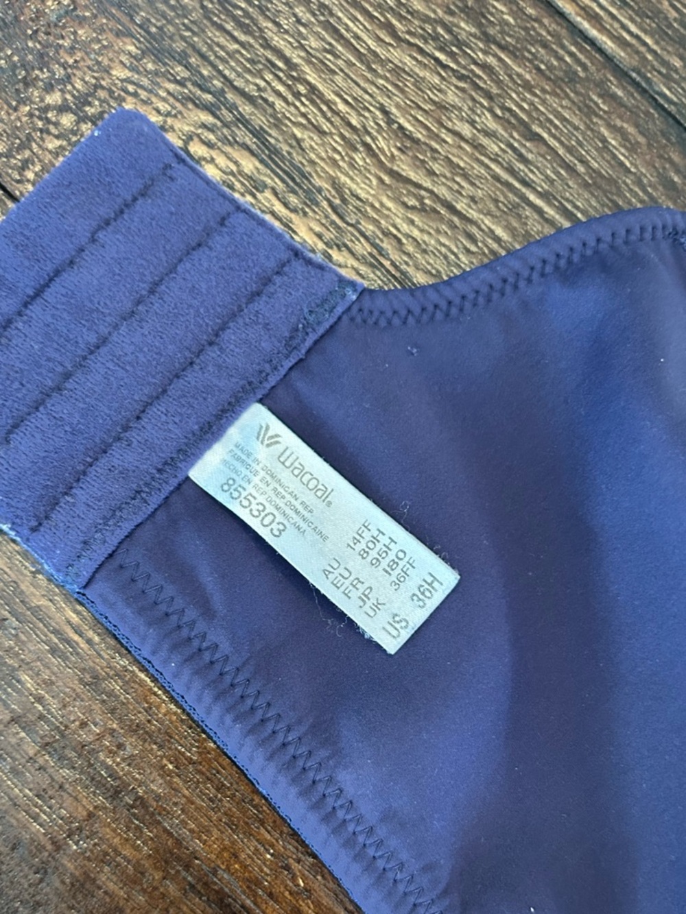 Wacoal Back Appeal Contour Navy Blue Underwire Full Support Bra -36H - Picture 8 of 10